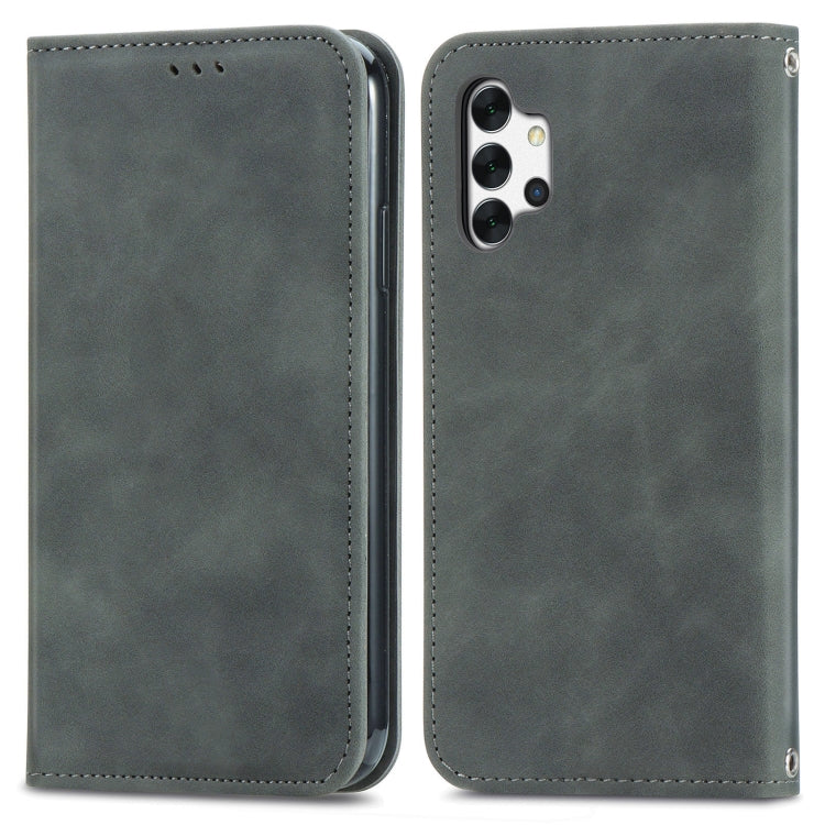 For Samsung Galaxy A32 4G Retro Skin Feel Business Magnetic Horizontal Flip Leather Case With Holder & Card Slots & Wallet & Photo Frame
