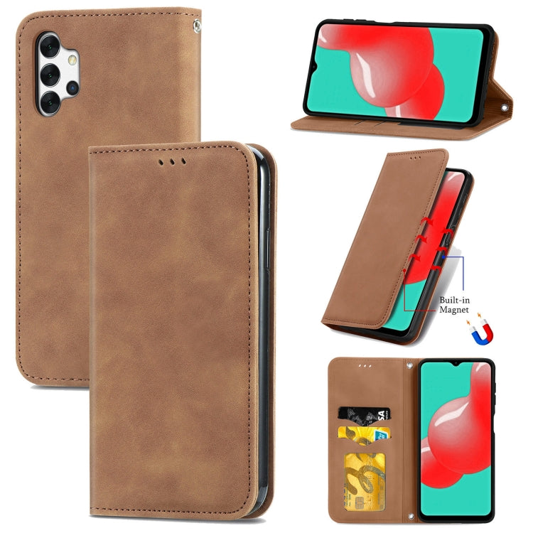 For Samsung Galaxy A32 4G Retro Skin Feel Business Magnetic Horizontal Flip Leather Case With Holder & Card Slots & Wallet & Photo Frame