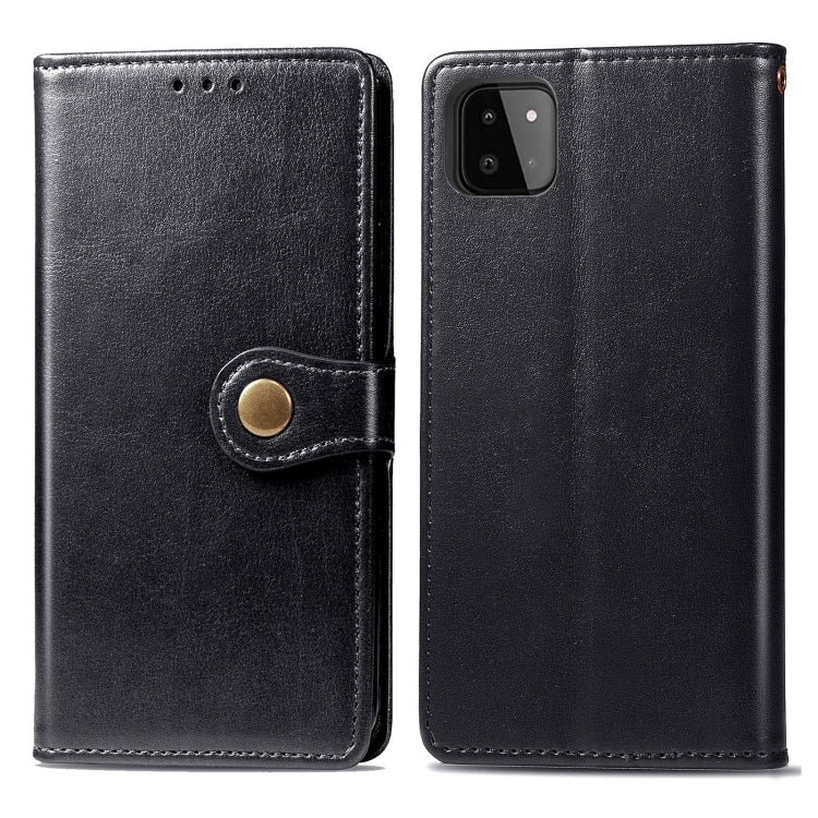 For Samsung Galaxy A22 4G Solid Color Leather Buckle Phone Case with Lanyard & Photo Frame & Card Slot & Wallet & Stand Function
