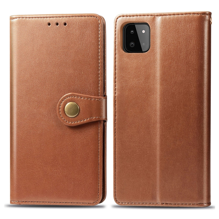 For Samsung Galaxy A22 4G Solid Color Leather Buckle Phone Case with Lanyard & Photo Frame & Card Slot & Wallet & Stand Function