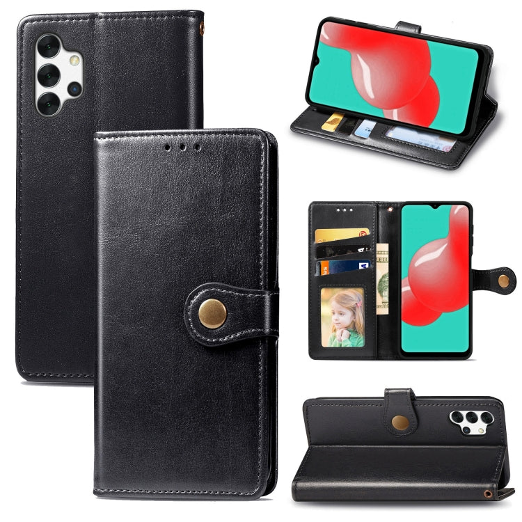 For Samsung Galaxy A32 4G Solid Color Leather Buckle Phone Case with Lanyard & Photo Frame & Card Slot & Wallet & Stand Function