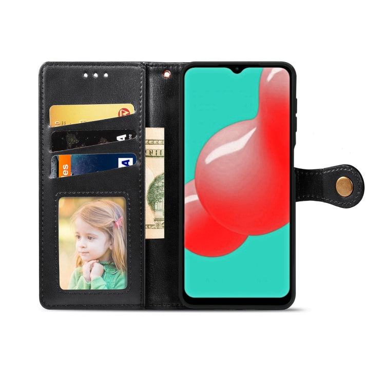 For Samsung Galaxy A32 4G Solid Color Leather Buckle Phone Case with Lanyard & Photo Frame & Card Slot & Wallet & Stand Function