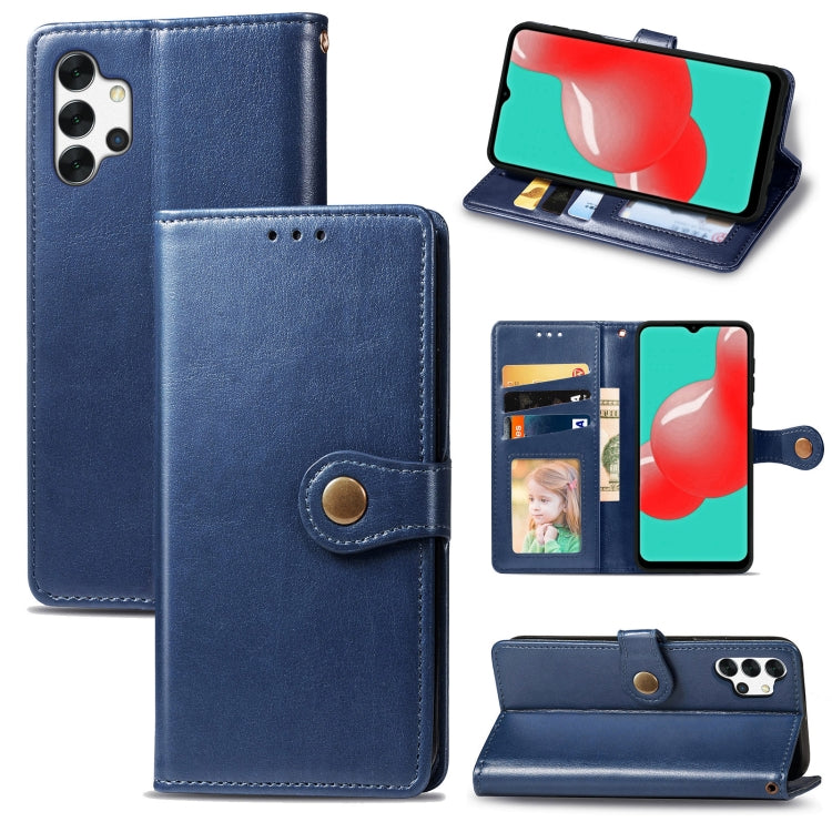For Samsung Galaxy A32 4G Solid Color Leather Buckle Phone Case with Lanyard & Photo Frame & Card Slot & Wallet & Stand Function