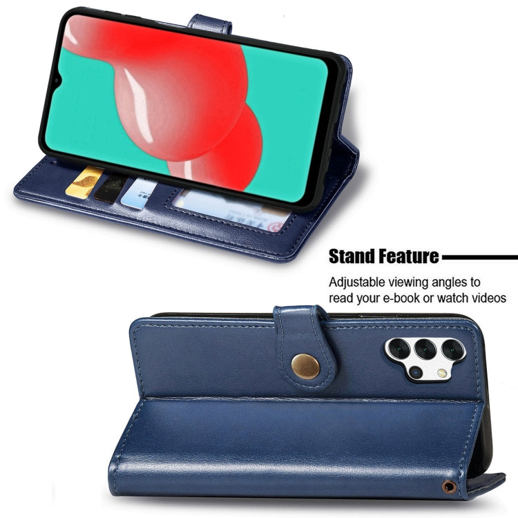 For Samsung Galaxy A32 4G Solid Color Leather Buckle Phone Case with Lanyard & Photo Frame & Card Slot & Wallet & Stand Function