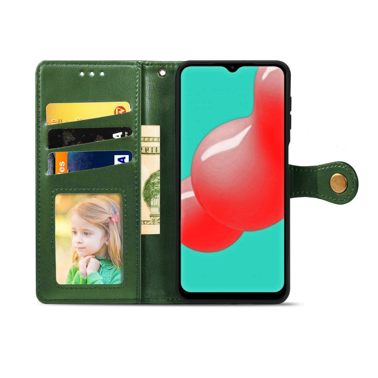 For Samsung Galaxy A32 4G Solid Color Leather Buckle Phone Case with Lanyard & Photo Frame & Card Slot & Wallet & Stand Function