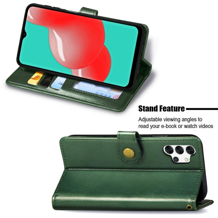 For Samsung Galaxy A32 4G Solid Color Leather Buckle Phone Case with Lanyard & Photo Frame & Card Slot & Wallet & Stand Function