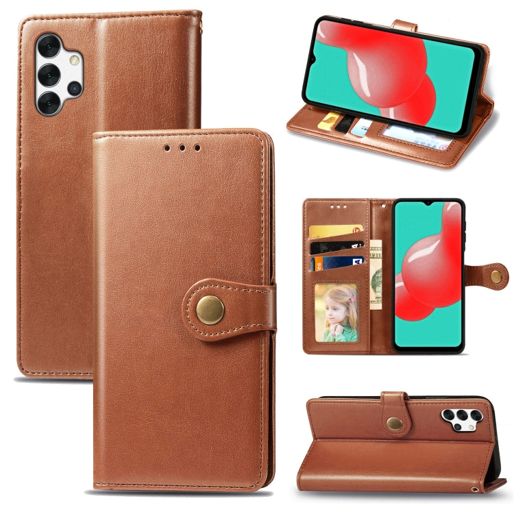 For Samsung Galaxy A32 4G Solid Color Leather Buckle Phone Case with Lanyard & Photo Frame & Card Slot & Wallet & Stand Function