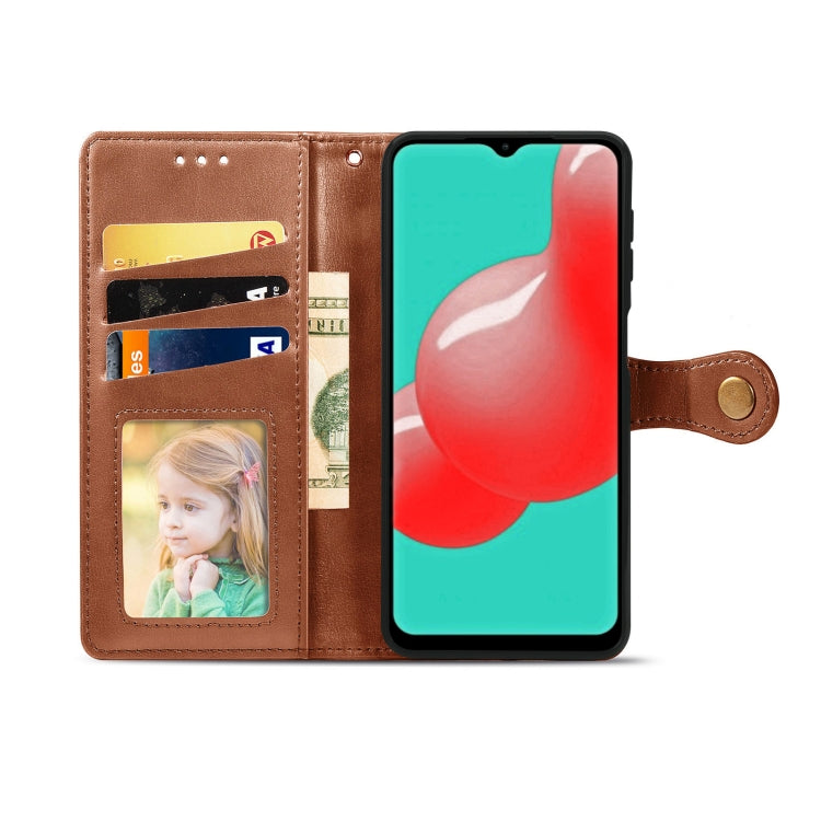 For Samsung Galaxy A32 4G Solid Color Leather Buckle Phone Case with Lanyard & Photo Frame & Card Slot & Wallet & Stand Function
