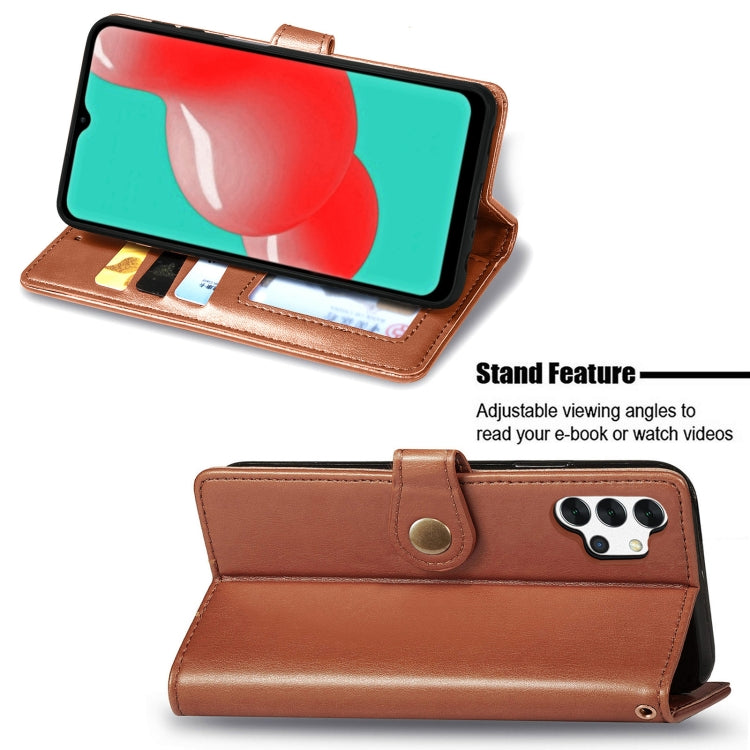 For Samsung Galaxy A32 4G Solid Color Leather Buckle Phone Case with Lanyard & Photo Frame & Card Slot & Wallet & Stand Function