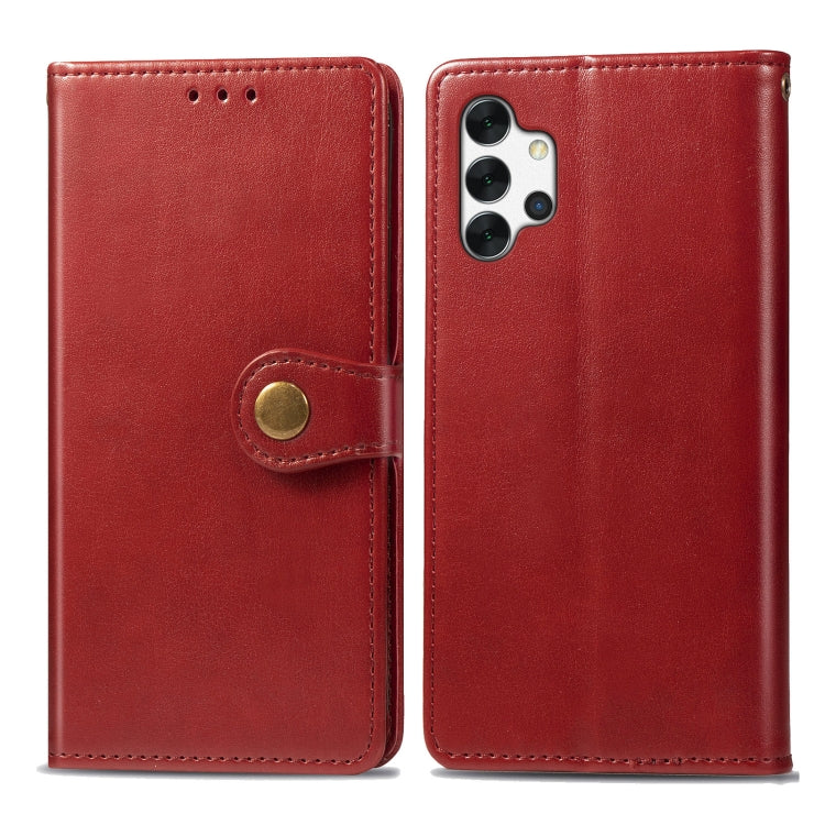 For Samsung Galaxy A32 4G Solid Color Leather Buckle Phone Case with Lanyard & Photo Frame & Card Slot & Wallet & Stand Function