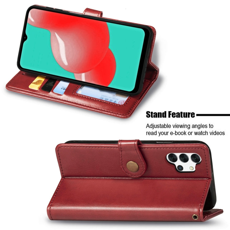 For Samsung Galaxy A32 4G Solid Color Leather Buckle Phone Case with Lanyard & Photo Frame & Card Slot & Wallet & Stand Function
