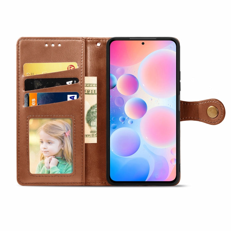 For Xiaomi Redmi Note 10 Pro Solid Color Leather Buckle Phone Case with Lanyard & Photo Frame & Card Slot & Wallet & Stand Function