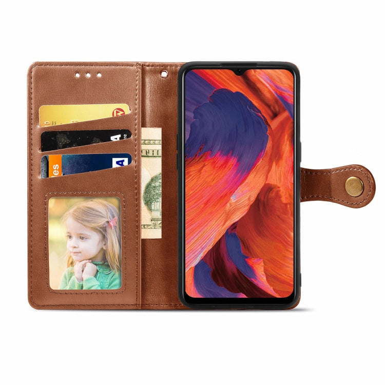 For OPPO F17 Solid Color Leather Buckle Phone Case with Lanyard & Photo Frame & Card Slot & Wallet & Stand Function