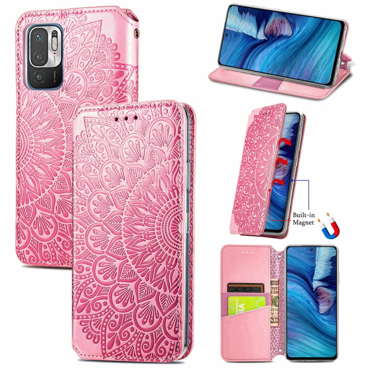 For Xiaomi Redmi Note 10 5G Blooming Mandala Embossed Pattern Magnetic Horizontal Flip Leather Case with Holder & Card Slots & Wallet