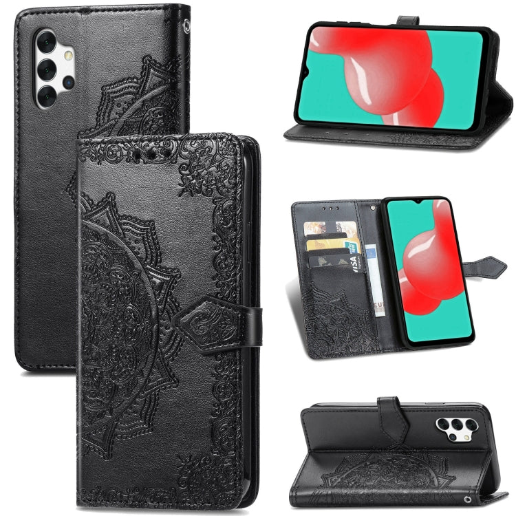 For Galaxy A32 4G Mandala Flower Embossed Horizontal Flip Leather Case with Bracket / Card Slot / Wallet / Lanyard
