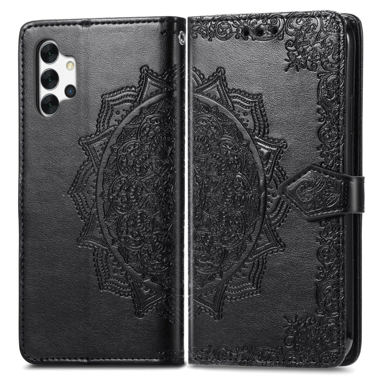 For Galaxy A32 4G Mandala Flower Embossed Horizontal Flip Leather Case with Bracket / Card Slot / Wallet / Lanyard