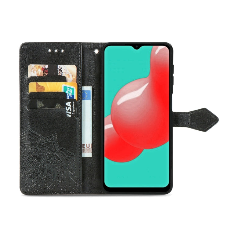 For Galaxy A32 4G Mandala Flower Embossed Horizontal Flip Leather Case with Bracket / Card Slot / Wallet / Lanyard