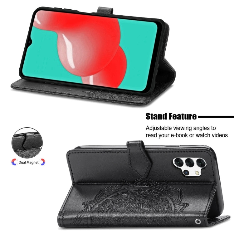 For Galaxy A32 4G Mandala Flower Embossed Horizontal Flip Leather Case with Bracket / Card Slot / Wallet / Lanyard