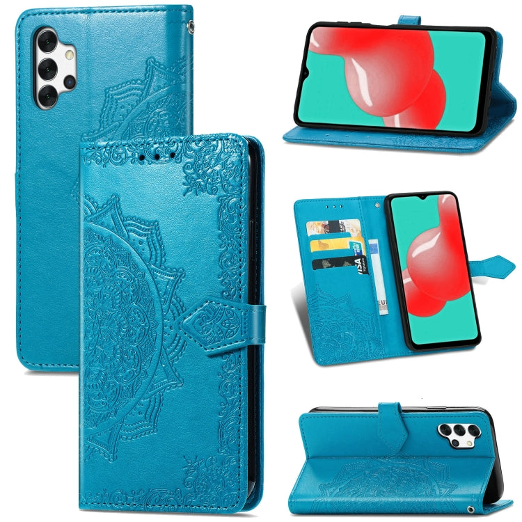 For Galaxy A32 4G Mandala Flower Embossed Horizontal Flip Leather Case with Bracket / Card Slot / Wallet / Lanyard