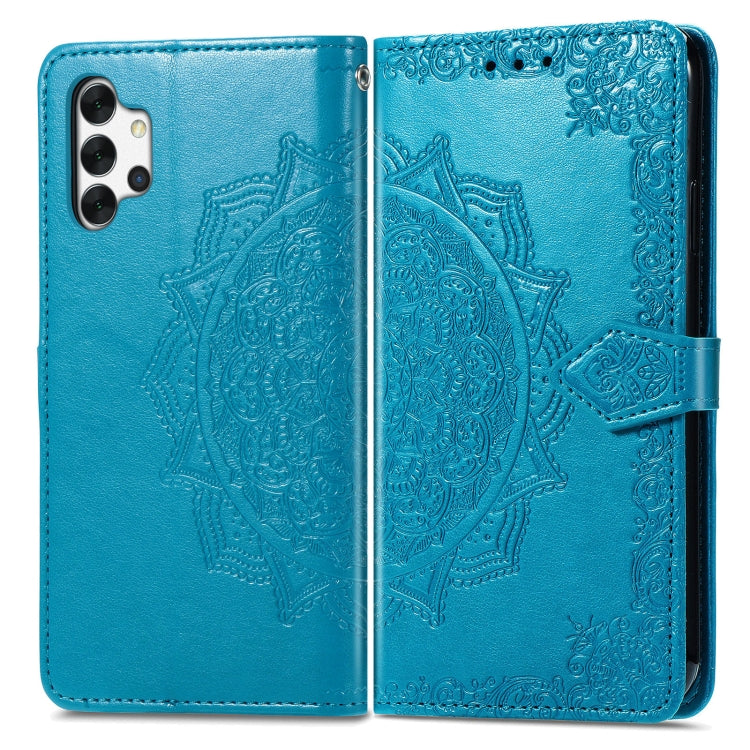 For Galaxy A32 4G Mandala Flower Embossed Horizontal Flip Leather Case with Bracket / Card Slot / Wallet / Lanyard