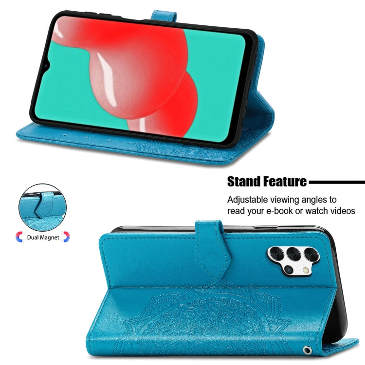 For Galaxy A32 4G Mandala Flower Embossed Horizontal Flip Leather Case with Bracket / Card Slot / Wallet / Lanyard