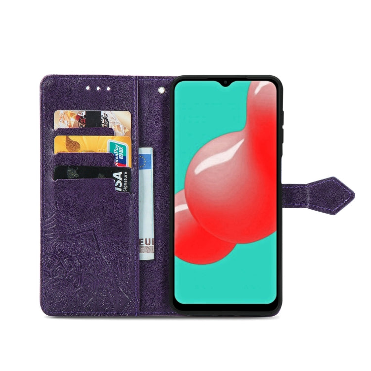 For Galaxy A32 4G Mandala Flower Embossed Horizontal Flip Leather Case with Bracket / Card Slot / Wallet / Lanyard