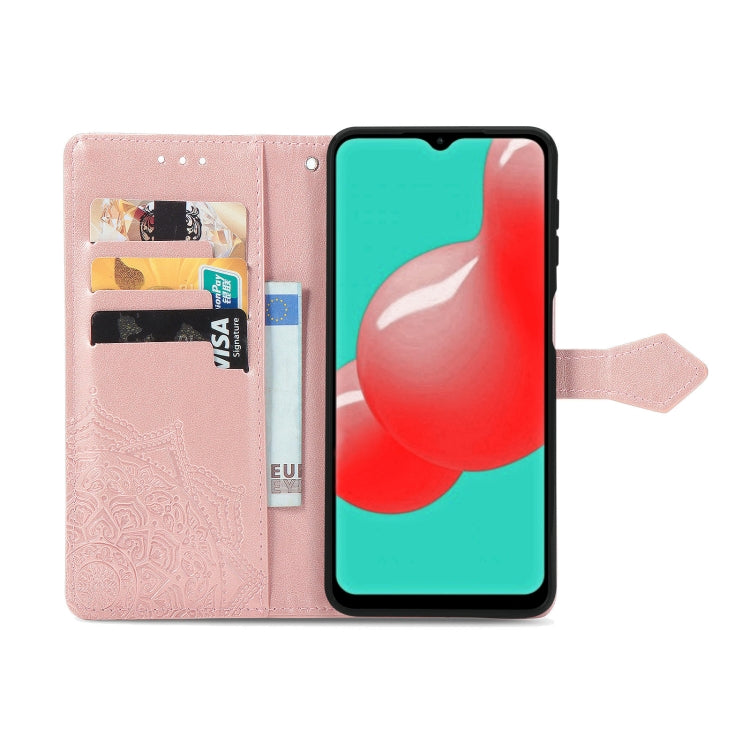 For Galaxy A32 4G Mandala Flower Embossed Horizontal Flip Leather Case with Bracket / Card Slot / Wallet / Lanyard