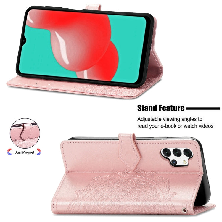 For Galaxy A32 4G Mandala Flower Embossed Horizontal Flip Leather Case with Bracket / Card Slot / Wallet / Lanyard