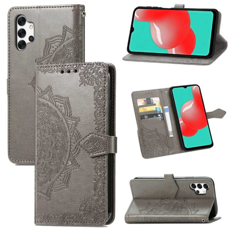 For Galaxy A32 4G Mandala Flower Embossed Horizontal Flip Leather Case with Bracket / Card Slot / Wallet / Lanyard