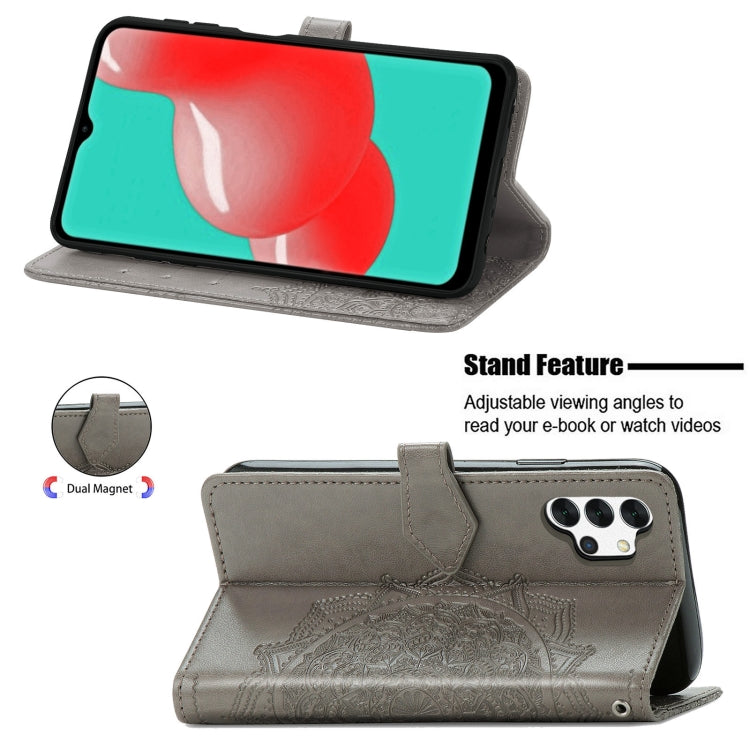 For Galaxy A32 4G Mandala Flower Embossed Horizontal Flip Leather Case with Bracket / Card Slot / Wallet / Lanyard