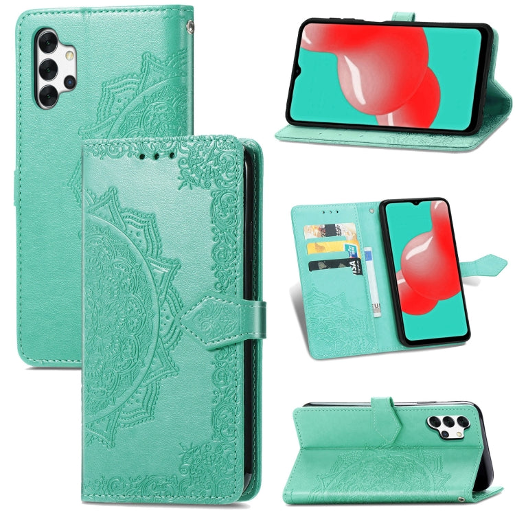 For Galaxy A32 4G Mandala Flower Embossed Horizontal Flip Leather Case with Bracket / Card Slot / Wallet / Lanyard