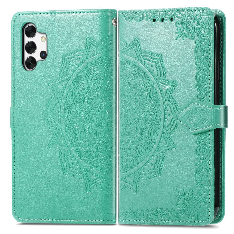 For Galaxy A32 4G Mandala Flower Embossed Horizontal Flip Leather Case with Bracket / Card Slot / Wallet / Lanyard