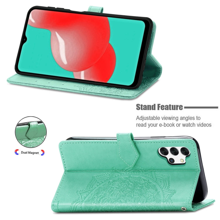 For Galaxy A32 4G Mandala Flower Embossed Horizontal Flip Leather Case with Bracket / Card Slot / Wallet / Lanyard