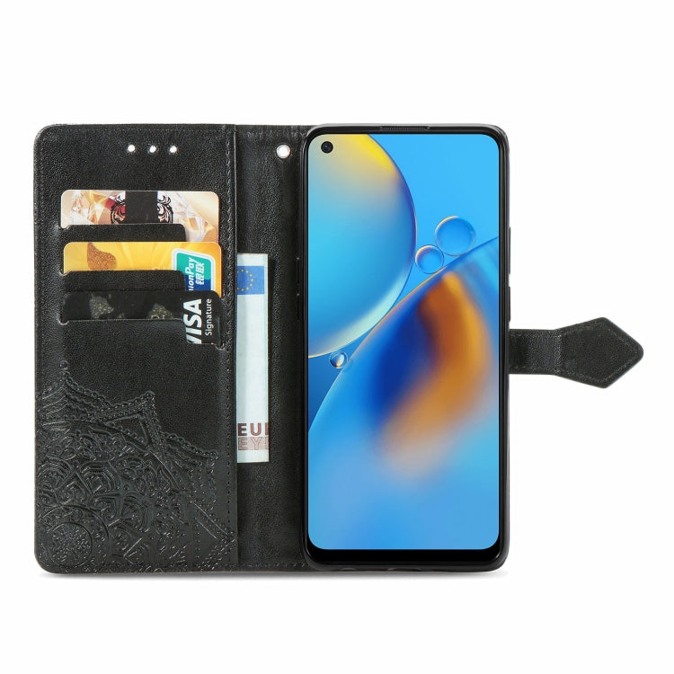 For OPPO F19 Mandala Flower Embossed Horizontal Flip Leather Case with Bracket / Card Slot / Wallet / Lanyard