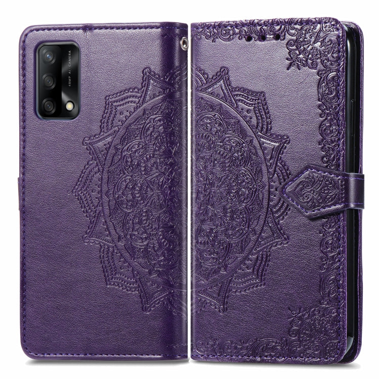 For OPPO F19 Mandala Flower Embossed Horizontal Flip Leather Case with Bracket / Card Slot / Wallet / Lanyard