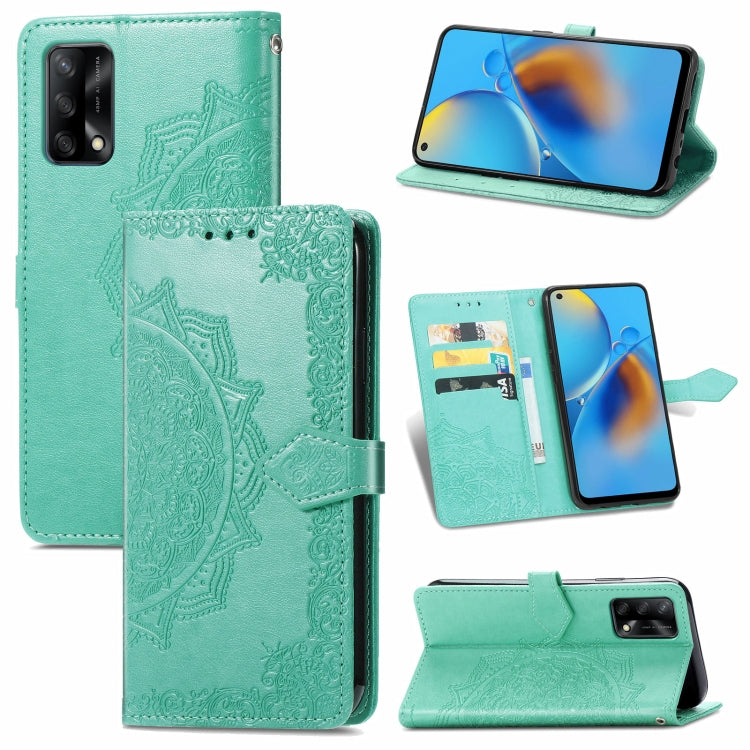 For OPPO F19 Mandala Flower Embossed Horizontal Flip Leather Case with Bracket / Card Slot / Wallet / Lanyard