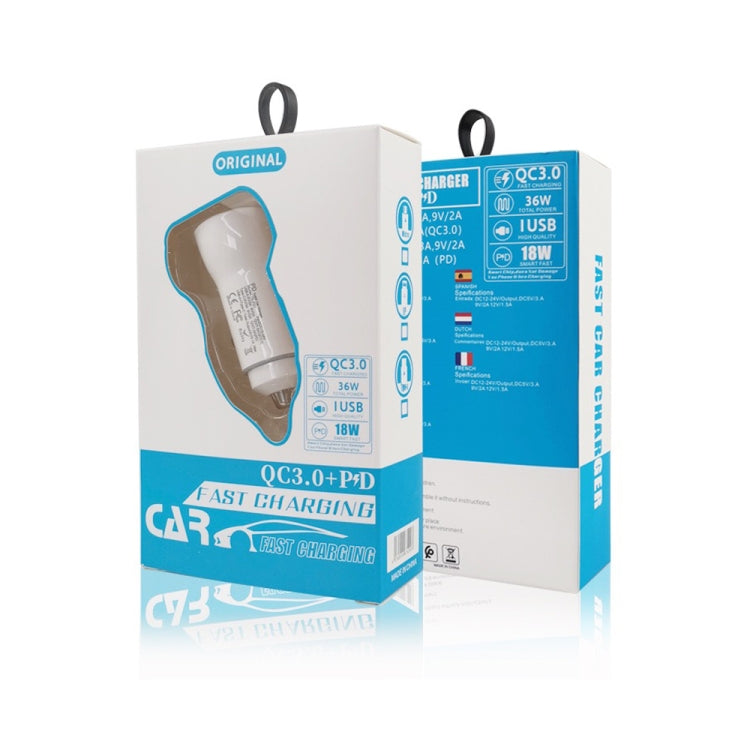 P21 Portable PD 20W + QC3.0 18W Dual Ports Fast Car Charger with USB to Type-C Cable Kit