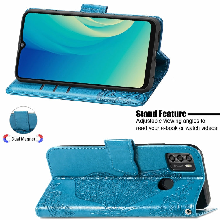 For ZTE Blade A7S 2020 Butterfly Love Flowers Embossed Horizontal Flip Leather Case with Holder & Card Slots & Wallet & Lanyard