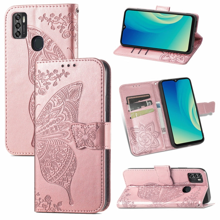 For ZTE Blade A7S 2020 Butterfly Love Flowers Embossed Horizontal Flip Leather Case with Holder & Card Slots & Wallet & Lanyard