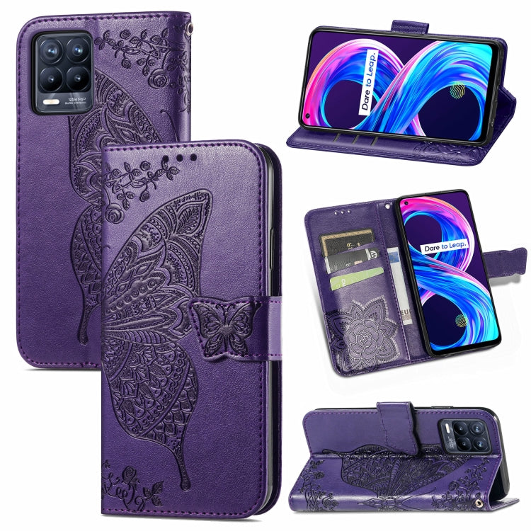 For Realme V13 5G/ 8 5G / Q3i 5G / Q3 5G Butterfly Love Flowers Embossed Horizontal Flip Leather Case with Holder & Card Slots & Wallet & Lanyard