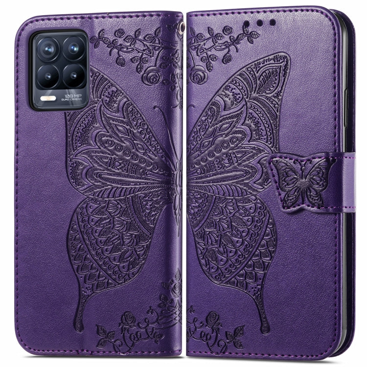 For Realme V13 5G/ 8 5G / Q3i 5G / Q3 5G Butterfly Love Flowers Embossed Horizontal Flip Leather Case with Holder & Card Slots & Wallet & Lanyard