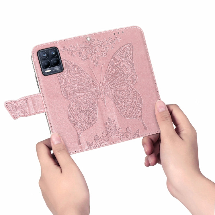 For Realme V13 5G/ 8 5G / Q3i 5G / Q3 5G Butterfly Love Flowers Embossed Horizontal Flip Leather Case with Holder & Card Slots & Wallet & Lanyard