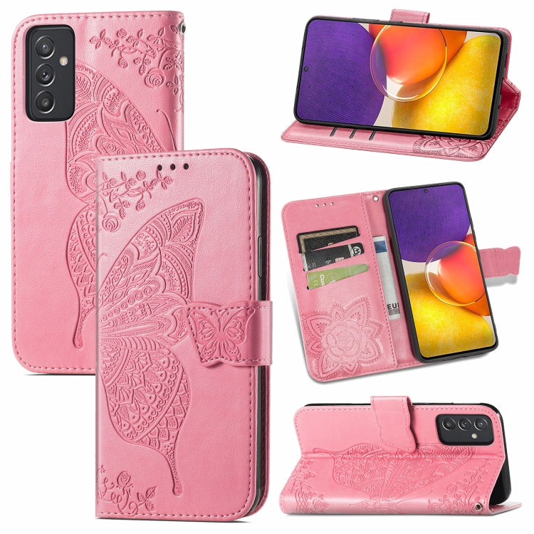 For Samsung Galaxy A82 5G Butterfly Love Flower Embossed Horizontal Flip Leather Case with Bracket / Card Slot / Wallet / Lanyard