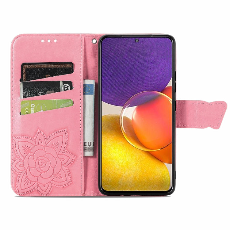For Samsung Galaxy A82 5G Butterfly Love Flower Embossed Horizontal Flip Leather Case with Bracket / Card Slot / Wallet / Lanyard