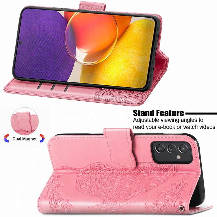 For Samsung Galaxy A82 5G Butterfly Love Flower Embossed Horizontal Flip Leather Case with Bracket / Card Slot / Wallet / Lanyard
