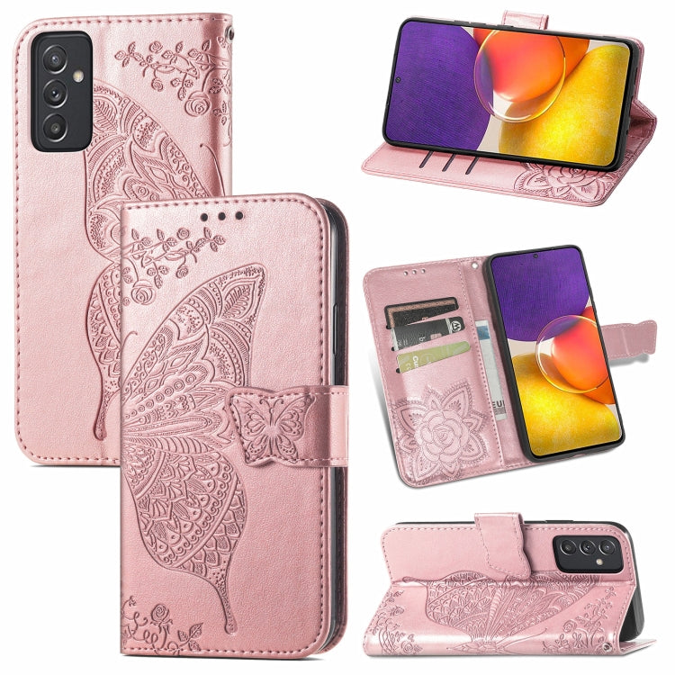 For Samsung Galaxy A82 5G Butterfly Love Flower Embossed Horizontal Flip Leather Case with Bracket / Card Slot / Wallet / Lanyard