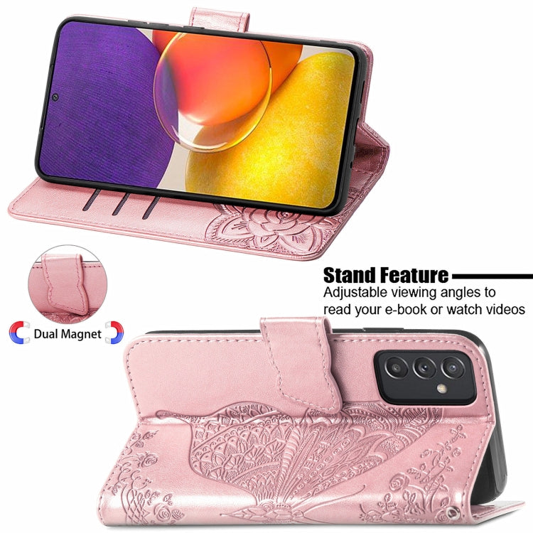 For Samsung Galaxy A82 5G Butterfly Love Flower Embossed Horizontal Flip Leather Case with Bracket / Card Slot / Wallet / Lanyard