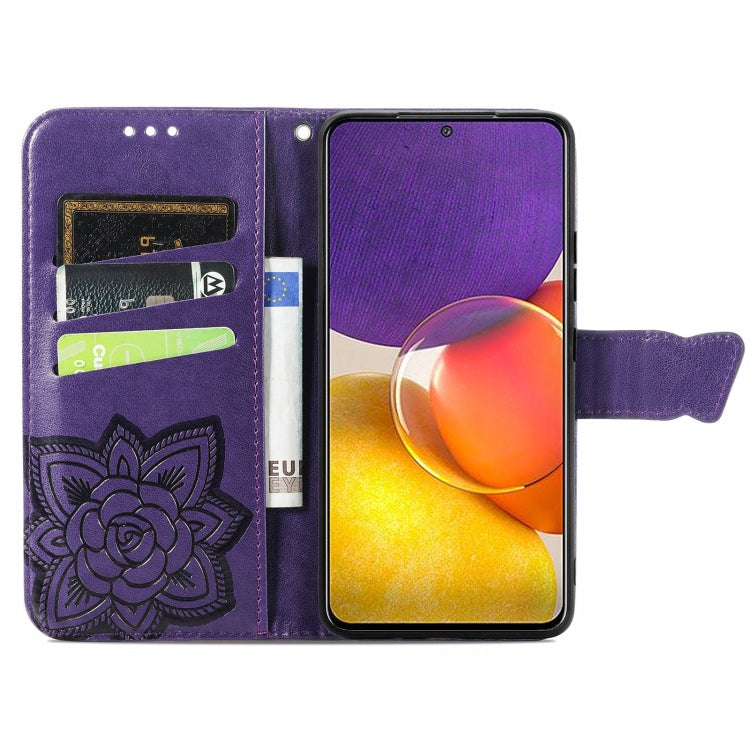 For Samsung Galaxy A82 5G Butterfly Love Flower Embossed Horizontal Flip Leather Case with Bracket / Card Slot / Wallet / Lanyard