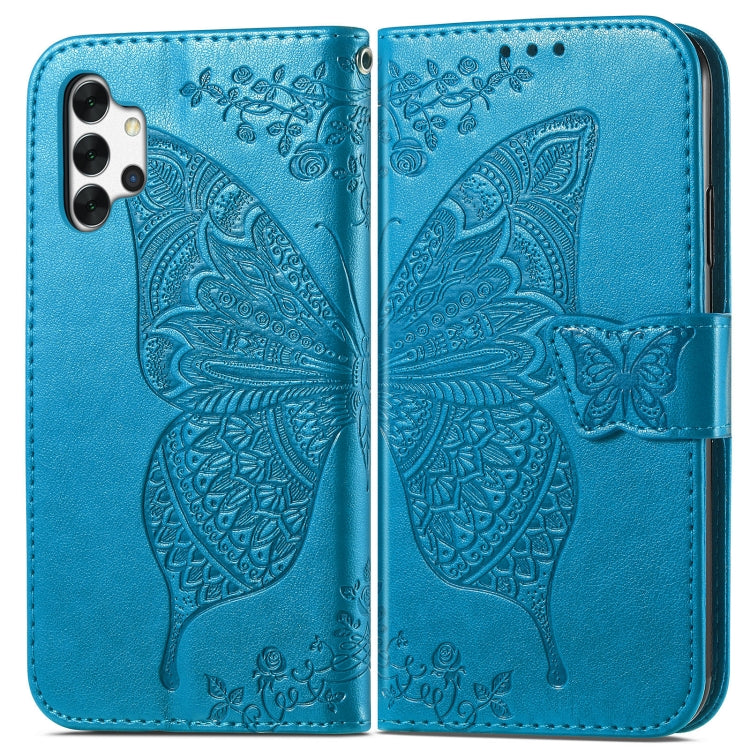 For Samsung Galaxy A32 4G Butterfly Love Flower Embossed Horizontal Flip Leather Case with Bracket / Card Slot / Wallet / Lanyard