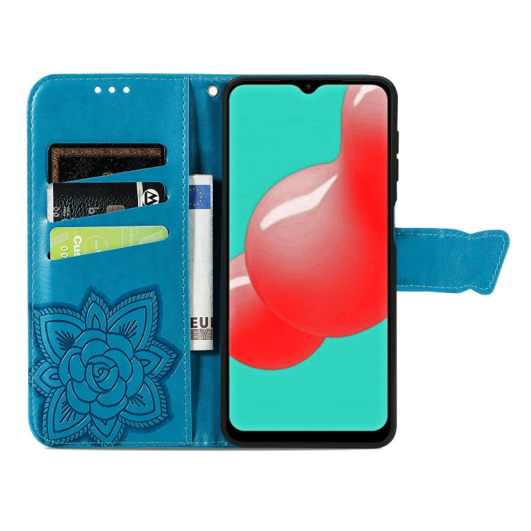 For Samsung Galaxy A32 4G Butterfly Love Flower Embossed Horizontal Flip Leather Case with Bracket / Card Slot / Wallet / Lanyard